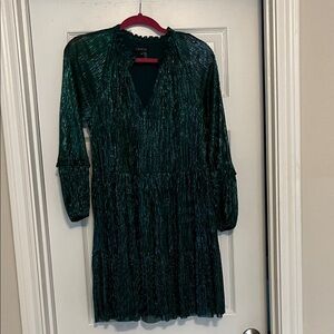 1 State Shimmering Teal Long Sleeve Dress